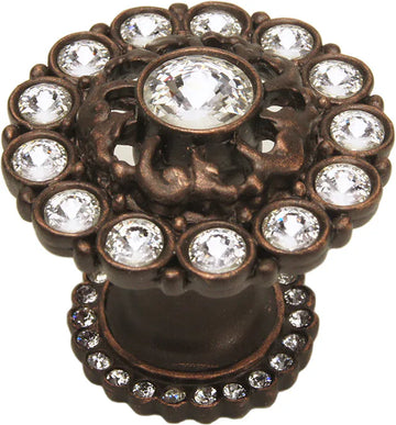 Caché large round multi crystals knob with halo platform with Swarovski Clear Crystals 1203H-22C
