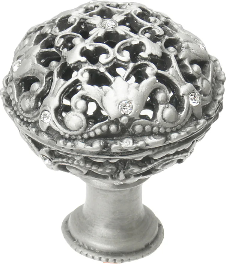 Juliane Grace large knob full round with 13 Swarovski Clear Crystals in Satin. 143-11C