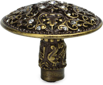 Juliane Grace large knob with 17 Swarovski Clear Crystals in Antique Brass. 146-3C