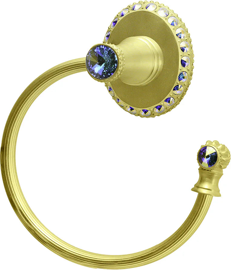 Cache Carpe Diem 1836R-8AB Gilded Mercury swing towel reeded ring right w/ Swarovski Crystals 1836R-8AB