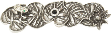 In The Garden Carpe Diem Chalice Lily pad & frog medium elongated back plate made w/ Swarovski Crystals 2582-9C