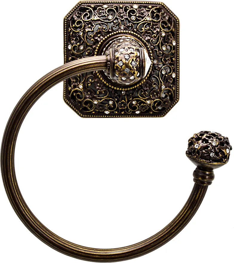Juliane Grace swing towel ring right with Swarovski Crystals Reeded Center 4059