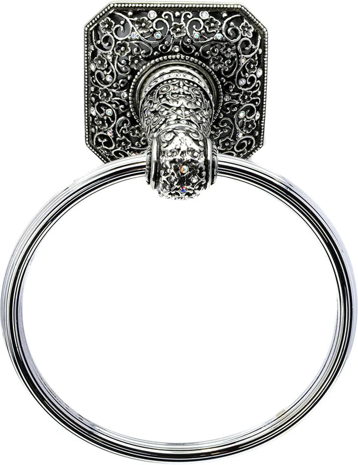 Juliane Grace full swing towel reeded ring with Swarovski Clear & Aurore Boreale Crystals 4067R-9CAB