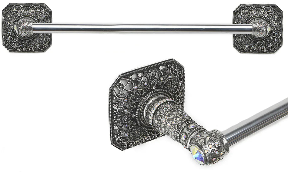 Juliane Grace 24'' cc towel bar with 213 Swarovski Clear & Aurore Boreale Crystals with 5/8'' smooth center 4171-9CAB