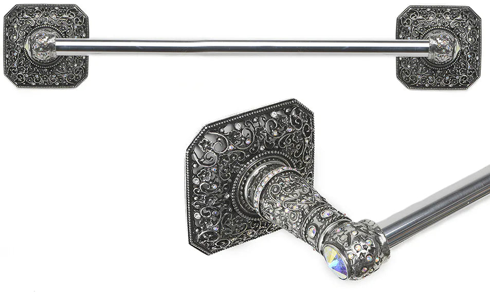 Juliane Grace 36'' cc towel bar with 213 Swarovski Clear & Aurore Boreale Crystals with 5/8'' smooth center 4173-9CAB