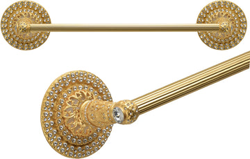 Juliane Grace 16'' cc towel bar with Swarovski Clear Crystals with 5/8'' reeded center 4280R-8C