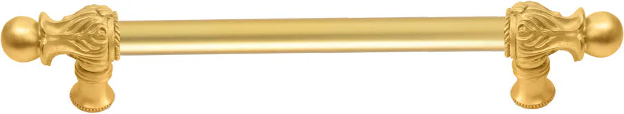 Acanthus 6'' cc with 5/8'' smooth center long pull Romanesque style in Gilded Mercury. 5550-8