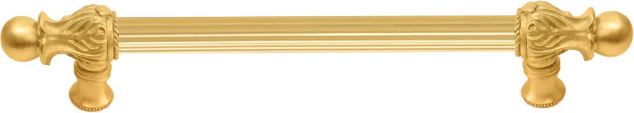 Acanthus 6'' cc with 5/8'' reeded center long pull Romanesque style in Gilded Mercury. 5550R-8