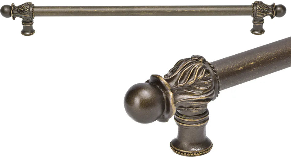 Acanthus 22'' cc with 5/8'' smooth center long pull Romanesque style in Antique Brass. 5554-3