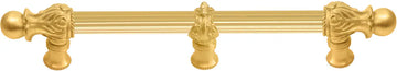 Acanthus 6'' cc with 5/8'' reeded center & center brace long pull Romanesque style in Gilded Mercury. 5555R-8
