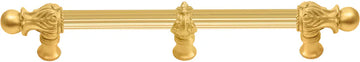 Acanthus 9'' cc with 5/8'' reeded center & center brace long pull Romanesque style in Gilded Mercury. 5556R-8