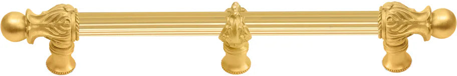 Acanthus 12'' cc with 5/8'' reeded center & center brace long pull Romanesque style in Gilded Mercury. 5557R-8