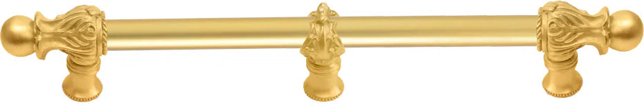 Acanthus 18'' cc with 5/8'' smooth center & center brace long pull Romanesque style in Gilded Mercury. 5558-8