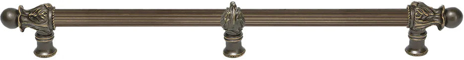 Acanthus 22'' cc with 5/8'' reeded center & center brace long pull Romanesque style in Antique Brass. 5559R-3
