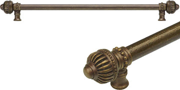 Cricket Cage 22'' cc with 5/8'' smooth center long pull large finial in Antique Brass. 5574-3