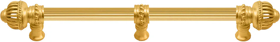 Cricket Cage 18'' cc with 5/8'' reeded center long pull & center brace large finial in Gilded Mercury. 5578R-8