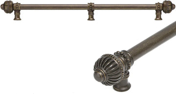 Cricket Cage 22'' cc with 5/8'' smooth center long pull & center brace large finial in Antique Brass. 5579-3
