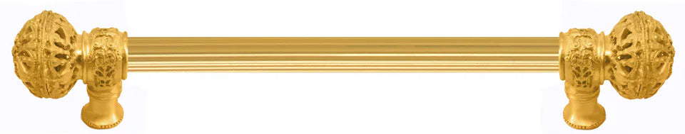 Juliane Grace 9'' cc with 5/8'' reeded center long pull large finial in Gilded Mercury. 5601R-8