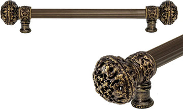 Juliane Grace 12'' cc with 5/8'' reeded center long pull large finial in Antique Brass. 5602R-3