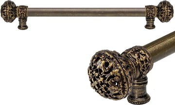 Juliane Grace 18'' cc with 5/8'' smooth center long pull large finial in Antique Brass. 5603-3
