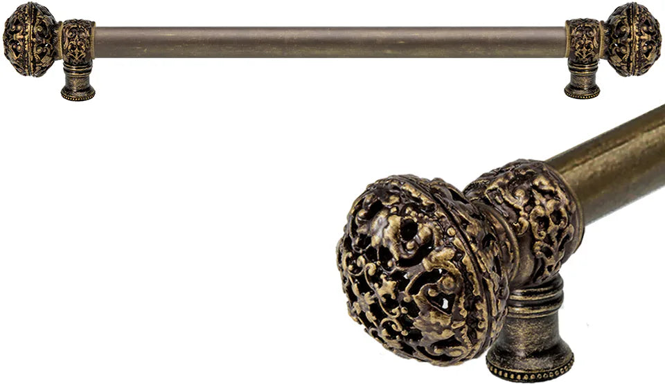 Juliane Grace 22'' cc with 5/8'' smooth center long pull large finial in Antique Brass. 5604-3