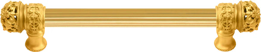 Juliane Grace 6'' cc with 5/8'' reeded center long pull small finial in Gilded Mercury. 5610R-8