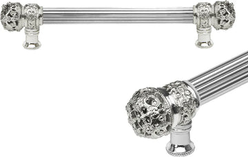 Juliane Grace 9'' cc with 5/8'' reeded center long pull small finial in Platinum. 5611R-24