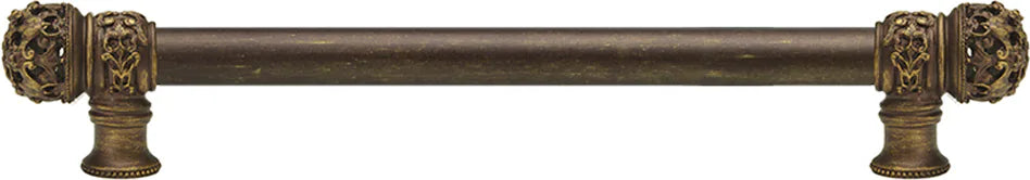 Juliane Grace 12'' cc with 5/8'' smooth center long pull small finial in Antique Brass. 5612-3