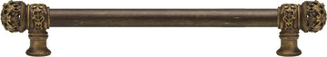Juliane Grace 12'' cc with 5/8'' smooth center long pull small finial in Antique Brass. 5612-3