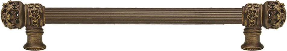Juliane Grace 12'' cc with 5/8'' reeded center long pull small finial in Antique Brass. 5612R-3