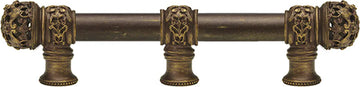 Juliane Grace 6'' cc with 5/8'' smooth center long pull & center brace small finial in Antique Brass. 5615-3