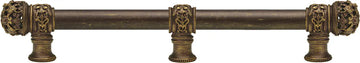 Juliane Grace 12'' cc with 5/8'' smooth center long pull & center brace small finial in Antique Brass. 5617-3