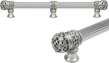Juliane Grace 12'' cc with 5/8'' reeded center long pull & center brace small finial in Satin. 5617R-11