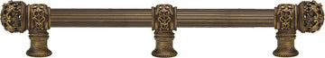 Juliane Grace 12'' cc with 5/8'' reeded center long pull & center brace small finial in Antique Brass. 5617R-3