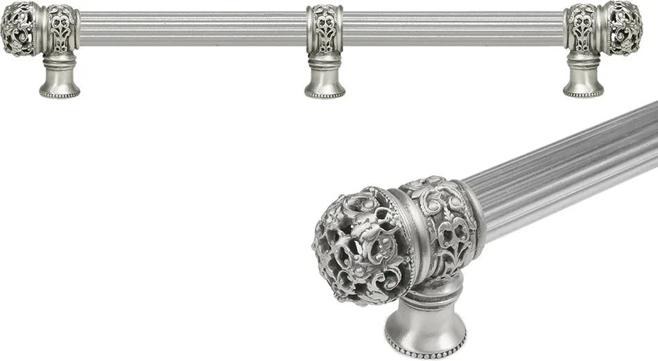 Juliane Grace 18'' cc with 5/8'' reeded center long pull & center brace small finial in Satin. 5618R-11