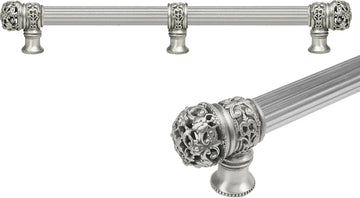 Juliane Grace 18'' cc with 5/8'' reeded center long pull & center brace small finial in Satin. 5618R-11