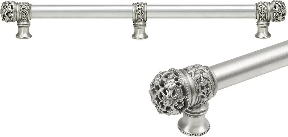 Juliane Grace 22'' cc with 5/8'' smooth center long pull & center brace small finial in Satin. 5619-11