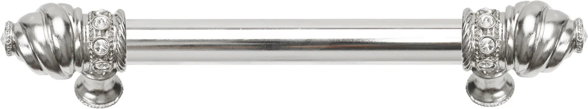 Caché 6'' cc with 5/8'' smooth center long pull with 16 rivoli Swarovski Clear Crystals in Platinum 5670-24C