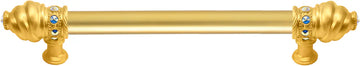Caché 6'' cc with 5/8'' smooth center long pull with 16 rivoli Swarovski Aurore Boreale Crystals 5670-8AB