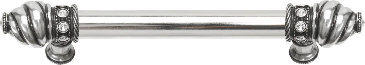 Caché 6'' cc with 5/8'' smooth center long pull with 16 rivoli Swarovski Clear Crystals in Chalice. 5670-9C