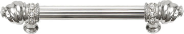 Caché 6'' cc with 5/8'' reeded center long pull with 16 rivoli Swarovski Clear Crystals in Platinum 5670R-24C