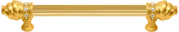 Caché 6'' cc with 5/8'' reeded center long pull with 16 rivoli Swarovski Clear Crystals in Gilded Mercury. 5670R-8C