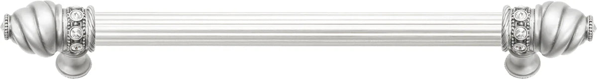 Caché 9'' cc with 5/8'' reeded center long pull with 16 rivoli Swarovski Clear Crystals in Satin 5671R-11C