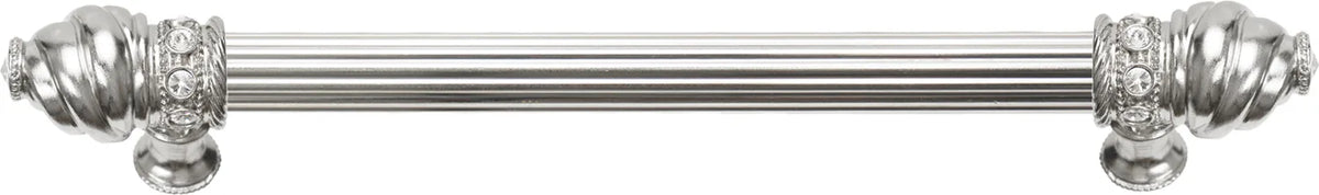 Caché 9'' cc with 5/8'' reeded center long pull with 16 rivoli Swarovski Clear Crystals in Platinum 5671R-24C