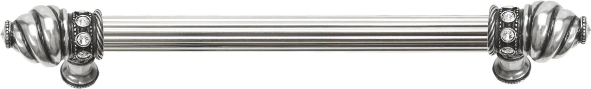 Caché 9'' cc with 5/8'' reeded center long pull with 16 rivoli Swarovski Clear Crystals in Chalice. 5671R-9C