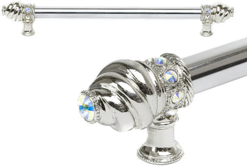 Caché 12'' cc with 5/8'' smooth center long pull with 16 rivoli Swarovski Aurore Boreale Crystals 5672-24AB