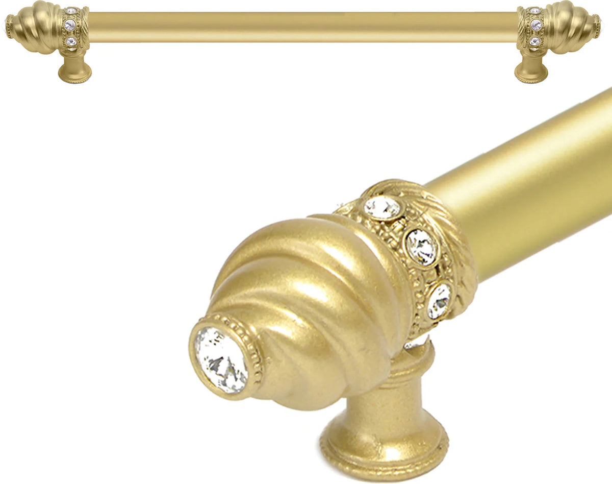 Caché 12'' cc with 5/8'' smooth center long pull with 16 rivoli Swarovski Clear Crystals in Soft Gold 5672-27C