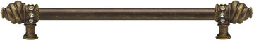 Caché 18'' cc with 5/8'' smooth center long pull with 16 rivoli Swarovski Clear Crystals in Antique Brass. 5673-3C