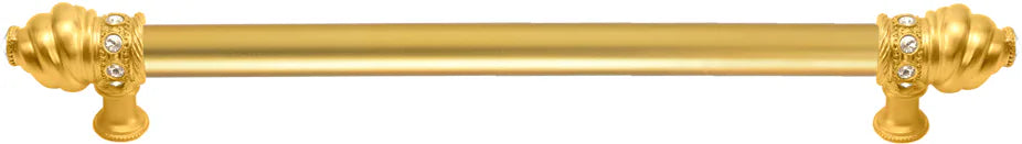 Caché 18'' cc with 5/8'' smooth center long pull with 16 rivoli Swarovski Clear Crystals in Gilded Mercury. 5673-8C