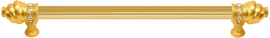 Caché 18'' cc with 5/8'' reeded center long pull with 16 rivoli Swarovski Clear Crystals in Gilded Mercury. 5673R-8C